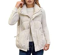 Generisch Gilet matelassé pour femme - Sans manches - Col montant - Loisirs - Léger - Gilet d'équitation - Gilet tampon - Gilet chaud - Gilet de sport pour femme - Gilet d'hiver d'extérieur, Blanc