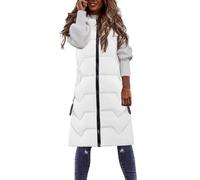 Generisch Gilet matelassé pour femme - Veste d'hiver longue - Sans manches - Chaud - Avec capuche - Gilet de transition pour femme - Veste softshell - Manteau en duvet - Coupe-vent - Gilet à capuche