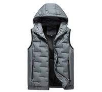Generisch Gilet matelassé pour homme - Gilet à capuche chaud - Gilet de travail thermique fin - Coupe ajustée - Gilet d'hiver - Gilet de sport sans manches - Veste matelassée avec capuche - Oversize
