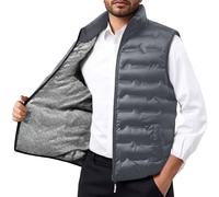 Generisch Gilet matelassé pour homme - Gilet de sport hybride doublé - Avec col montant - Doublé - Thermique - Chaud - Sans manches - Pour homme, O gris foncé, XL