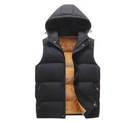 Generisch Gilet polaire d'hiver pour homme - Gilet à capuche en polaire lourde - Gilet d'hiver matelassé avec fermeture éclair - Gilet de travail thermique - Gilet d'hiver coupe-vent - Gilet de