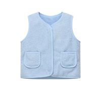 Generisch Gilet polaire fille hiver rembourré veste chaude vêtements d'extérieur softshell coupe-vent manteaux isolés thermiquement pour tout-petits, bleu, 5-6 ans