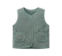 Generisch Gilet polaire fille hiver rembourré veste chaude vêtements d'extérieur softshell coupe-vent manteaux isolés thermiquement pour tout-petits, vert, 4-5 ans