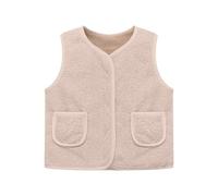 Generisch Gilet polaire fille hiver rembourré veste chaude vêtements d'extérieur softshell coupe-vent manteaux isolés thermiquement pour tout-petits, Blanc., 18-24 mois