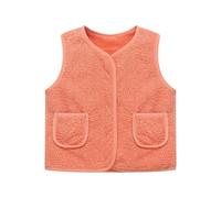 Generisch Gilet polaire fille hiver rembourré veste chaude vêtements d'extérieur softshell coupe-vent manteaux isolés thermiquement pour tout-petits, Orange, 8-9 ans