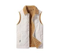 Generisch Gilet polaire Korduroy pour homme - Gilet d'hiver doublé en polaire - Gilet de transition - Gilet de transition chaud - Sans manches - Coupe-vent - Gilet de travail - Couleur unie - Gilet