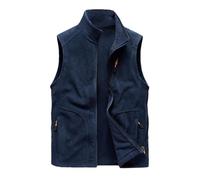 Generisch Gilet polaire pour homme - Gilet d'hiver chaud en polaire - Col montant - Gilet de transition - Sans manches - Cardigan léger - Coupe-vent - Gilet de travail rembourré - Avec poches zippées