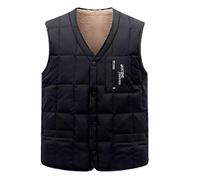 Generisch Gilet polaire pour homme - Gilet d'hiver thermique doublé - Sherpa - Sans manches - Gilet de chasse - Gilet de travail - Gilet chaud - Col rond - Coupe-vent - Vintage, Noir , XL