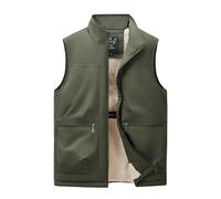 Generisch Gilet polaire pour homme - Léger - Sans manches - Coupe-vent - Chaud - Doublé - Gilet d'hiver - Gilet de travail avec poches zippées - Gilet thermique de mi-saison - Gilet de sport, vert, XL