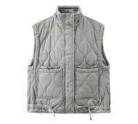 Generisch Gilet pour femme Nouvelle veste matelassée sans manches avec col montant pour l'automne et l'hiver Veste d'hiver bleue pour femme, gris, S