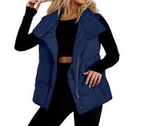 Generisch Gilet pour femme - Sans manches - Court - Chaud - Gilet matelassé - Léger - Décontracté - Confortable - Couleur unie - Vintage - Coupe ajustée - Pour l'automne et l'hiver