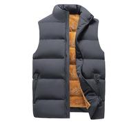 Generisch Gilet rembourré en polaire pour homme - Gilet d'hiver sans manches - Veste polaire thermique matelassée - Col montant - Gilet chaud - Oversize - Veste matelassée - Gilet de travail, gris
