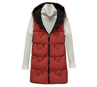 Generisch Gilet sans manches pour femme - Manteau d'hiver long et chaud - Manteau matelassé avec capuche - Gilet de course sportif - Gilet long chaud pour femme - Coupe-vent - Gilet thermique