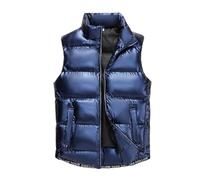 Generisch GläNzend Gilet matelassé pour homme avec capuche - Col montant - Fermeture éclair - Gilet de travail chaud - Avec poches - Gilet en duvet - Gilet de loisirs - Coupe-vent - Gilet d'extérieur