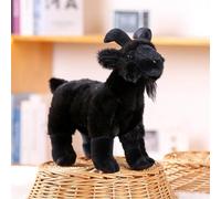 Generisch Goat Chèvre en peluche, debout, en peluche, mouton, 18 cm, noir