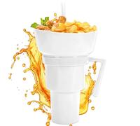 Generisch Gobelet à collation et à boisson, gobelet avec bol à collation sur le dessus, double gobelet portable pour boissons et collations pour adultes, enfants, tout-petits, voyage en plein air