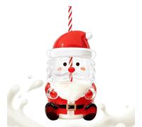 Generisch Gobelet de Noël - 600 ml - En forme de Père Noël - Avec paille - Pour chocolat, anniversaire, cocktail, vacances, jus, fête, cuisine, boisson