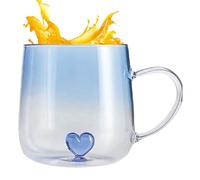 Generisch Gobelet en verre avec dégradé de couleur et cœur 3D - 400 ml, double paroi, résistant à la chaleur, pour boissons chaudes, thé, café, latte | Verre pour la maison, la cuisine, le bureau, les