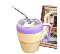 Generisch Gobelet en verre avec paille et couvercle, tasse à café avec impression de lettre - Chaud/Froid Anti-fuite Gobelet avec poignée - Pour restaurant, cuisine, mariage, pique-nique, camping