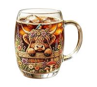 Generisch Gobelets de vache en verre mignons avec anse, pour thé, lait, eau, jus, cappuccino, boissons, cuisine, maison, restaurant, café