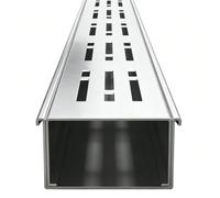 Generisch Gouttière de drainage étroite en acier inoxydable 304, gouttière de drainage plate pour cour, jardin, cour, terrasse, drainage de tombe avec grille amovible (15 x 8 x 100 cm, acier