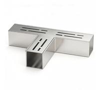 Generisch Gouttière de drainage pour terrasse, gouttière fendue, étroite avec grille de recouvrement, gouttière de drainage étroite pour béton, pavés, trottoirs (thé 50 × 50 mm, acier inoxydable)