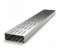 Generisch Gouttière de drainage pour terrasse, gouttière fendue, étroite avec grille de recouvrement, gouttière de drainage étroite pour béton, pavés, trottoirs (150 x 50 mm, 1 m, acier inoxydable)