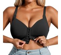Generisch Grand soutien-gorge confortable sans armatures, idéal pour le quotidien, le sport, grande taille avec fermeture à l'avant, pour un maintien parfait et un confort, Noir , 110E