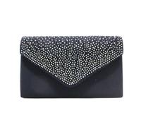 Generisch Grande pochette pour femme - Pour le soir - Satin, bijoux de mariée, diamants, bal de fin d'année, sac de travail (bleu foncé, taille unique)