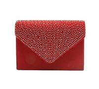Generisch Grande pochette pour femme - Pour le soir, satin, bijoux de mariée, diamants, bal de fin d'année, sac de travail (rouge, taille unique)