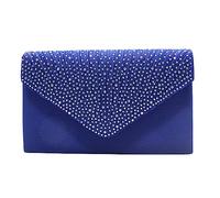 Generisch Grande pochette pour femme - Pour le soir - Satin, bijoux de mariée, diamants, bal de fin d'année, sac de travail (bleu, taille unique)