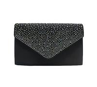 Generisch Grande pochette pour femme - Pour le soir - Satin, bijoux de mariée, diamants, bal de fin d'année, sac de travail (noir, taille unique)