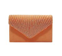 Generisch Grande pochette pour femme - Pour soirée, satin, bijoux de mariée, diamants, bal de fin d'année, sac de travail (orange, taille unique)
