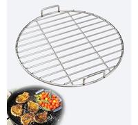 Generisch Grille ronde en acier inoxydable chromé, grille de barbecue, surface inoxydable, cadre résistant à la chaleur, plaques de barbecue, pour plages en plein air, camping, pique-niques