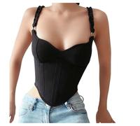 Generisch Guêpière gainante pour femme avec boucle en métal pour un ajustement confortable et une compression, Noir , L