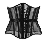 Generisch Guêpière gainante pour femme - Longueur moyenne - Sangle à chevrons - Fermeture à la taille - Taille fine - Culotte gainante avec jambes, Noir , 3XL