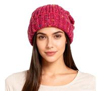 Generisch Habillez-vous du méchant loup de style coréen, polyvalent, bonnet tricoté arc-en-ciel, grand tour de tête, casquette chaude pour homme, Rose, taille unique