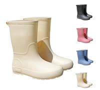 Generisch Halbhoch Regenstiefel Damen，Gummistiefel Rutschfeste Wasserdicht Bequeme Regenschuhe Einfarbig Dicker Sohle DäMpfung Regenstiefeletten Outdoor Schlamm Garten Arbeitsstiefel