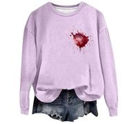 Generisch Halloween Femmes Vêtements de Sport Drôle Lettre T-shirt Manches Longues Halloween Pull Sweatshirt Top Sweatshirt Pull Femme, lilas, XXL