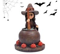 Generisch Halloween Witch Fire Caldero, statue de sorcière pour décoration de la maison, figurine de sorcière d'Halloween de Mesaestatua de Bruj Heksenstandbeeld voor Decoration - cijfers voor tuin
