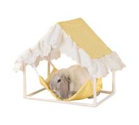 Generisch Hamac pour petit animal - Cadre de maison jaune à carreaux pour habitat de cage | Abri suspendu avec support stable, cage d'habitat, lit de tente, nid de couchage pour hamsters, souris, coin