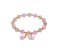 Generisch Hammer Armband 2024 Imitations-Jade-Schmetterling-Kristallglas-Armband Tochter Kinder-Perlenarmband Zierliches (Pink, A)