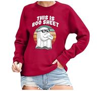 Generisch Haut ample pour femme, sweat à capuche avec imprimé Halloween, sweat-shirt adolescent, rouge, M