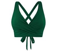 Generisch Haut de bikini bonnet G avec lacets, armatures, couverture complète, push-up, crop top, maillot de bain avec dos noué bikini métallique