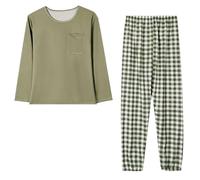 Generisch Haut de Noël pour femme avec motif à carreaux ample décontracté à manches longues pyjama vêtements de nuit ensemble robe de chambre sexy, vert, XL