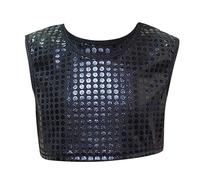 Generisch Haut de pom-pom girl performance pour fille avec design à paillettes comme gilet de danse pour les performances d'équipe et les activités sportives, Noir , 11-14 ans