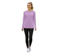 Generisch Haut de sport d'hiver ajusté à manches longues frais respirant pour femme avec col rond coupe moulante pour l'entraînement de fitness en quatre saisons, lilas, M