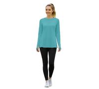Generisch Haut de sport d'hiver ajusté à manches longues frais respirant pour femme avec col rond coupe moulante pour l'entraînement de fitness en quatre saisons, bleu, XL
