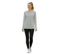 Generisch Haut de sport d'hiver ajusté à manches longues frais respirant pour femme avec col rond coupe moulante pour l'entraînement de fitness en quatre saisons, gris, XXL