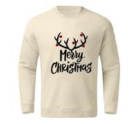 Generisch Haut d'hiver pour homme avec graphique de Noël - Sweat à manches longues sans capuche avec impression partielle pour les vacances et les loisirs, kaki, M